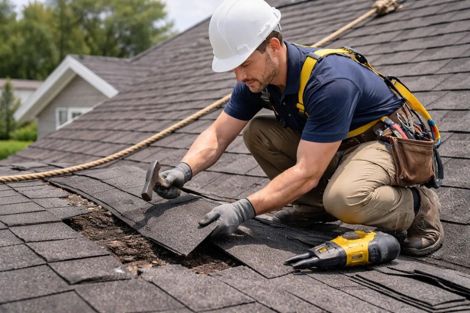 Residential asphalt shingle roof repair in Central Kentucky