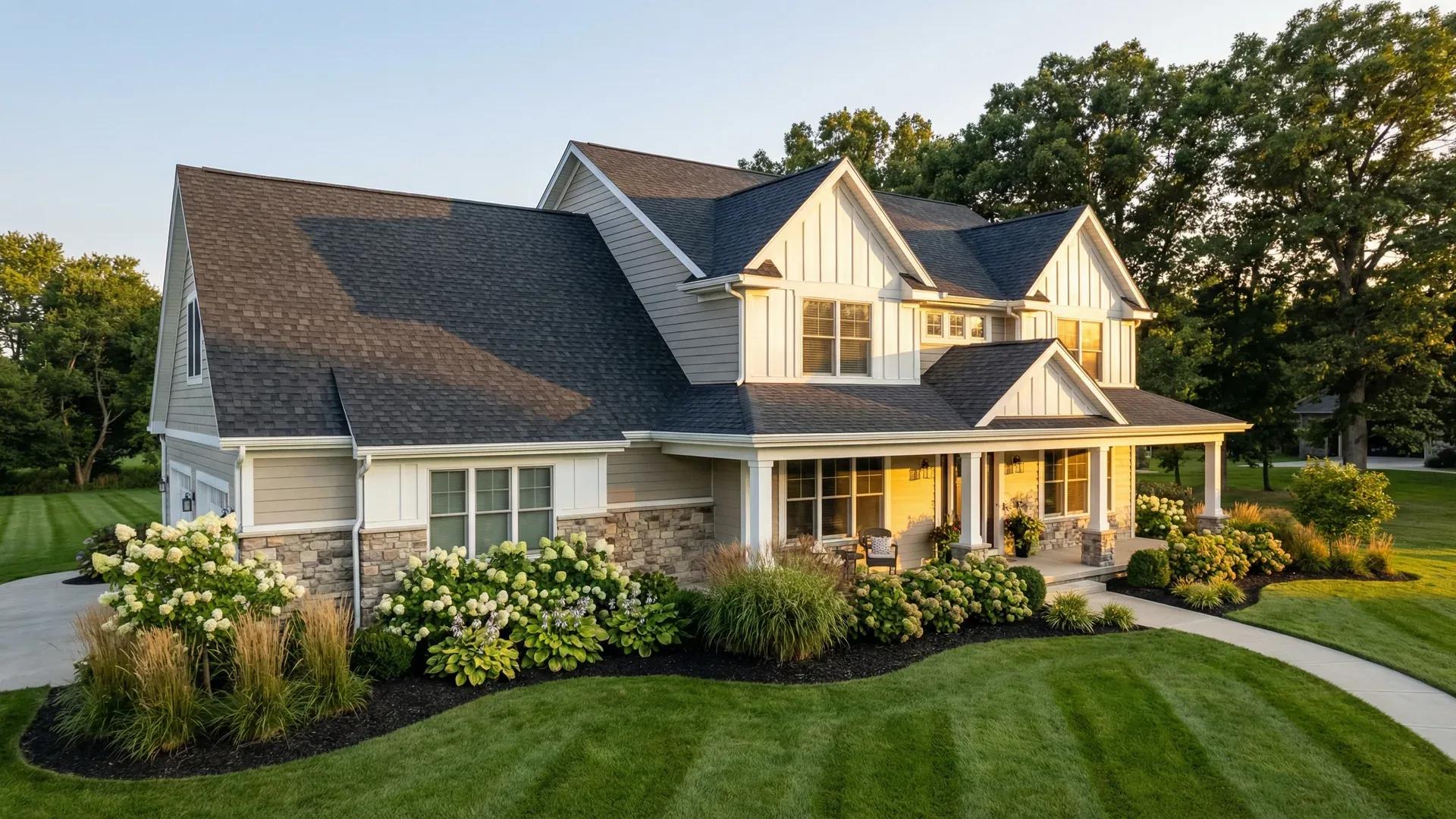 Completed residential roof replacement with architectural shingles